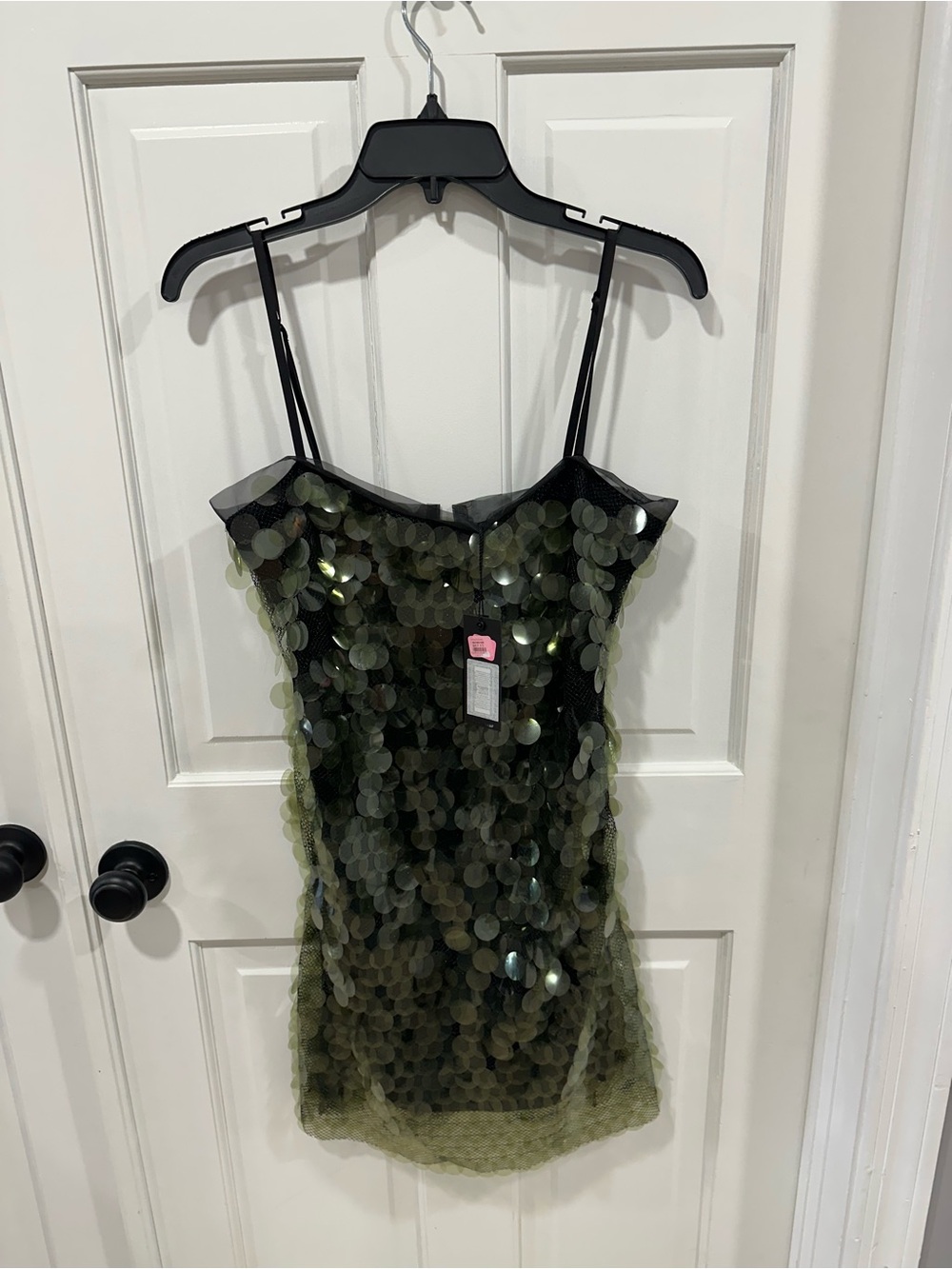 Gianni Bini Olive Sequin Slip Mini Dress